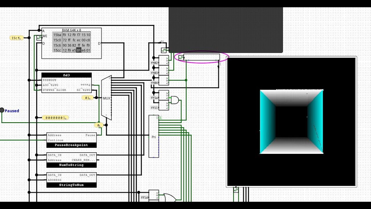 16 Bit Logisim Computer with 3D Graphics