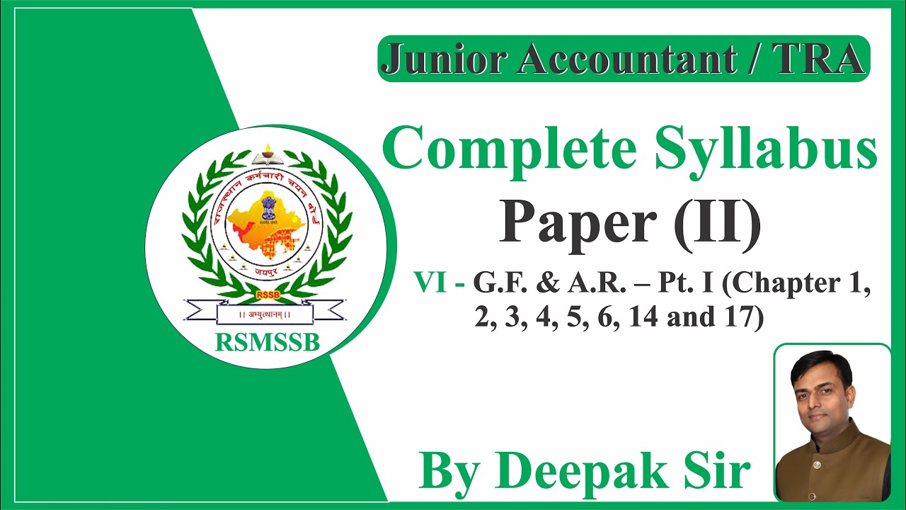 #6 Junior Accountant & TRA 2022 Syllabus | Syllabus in Jr Accountant 2022 | #RPSC #RSMSSB #DEEPAKSIR