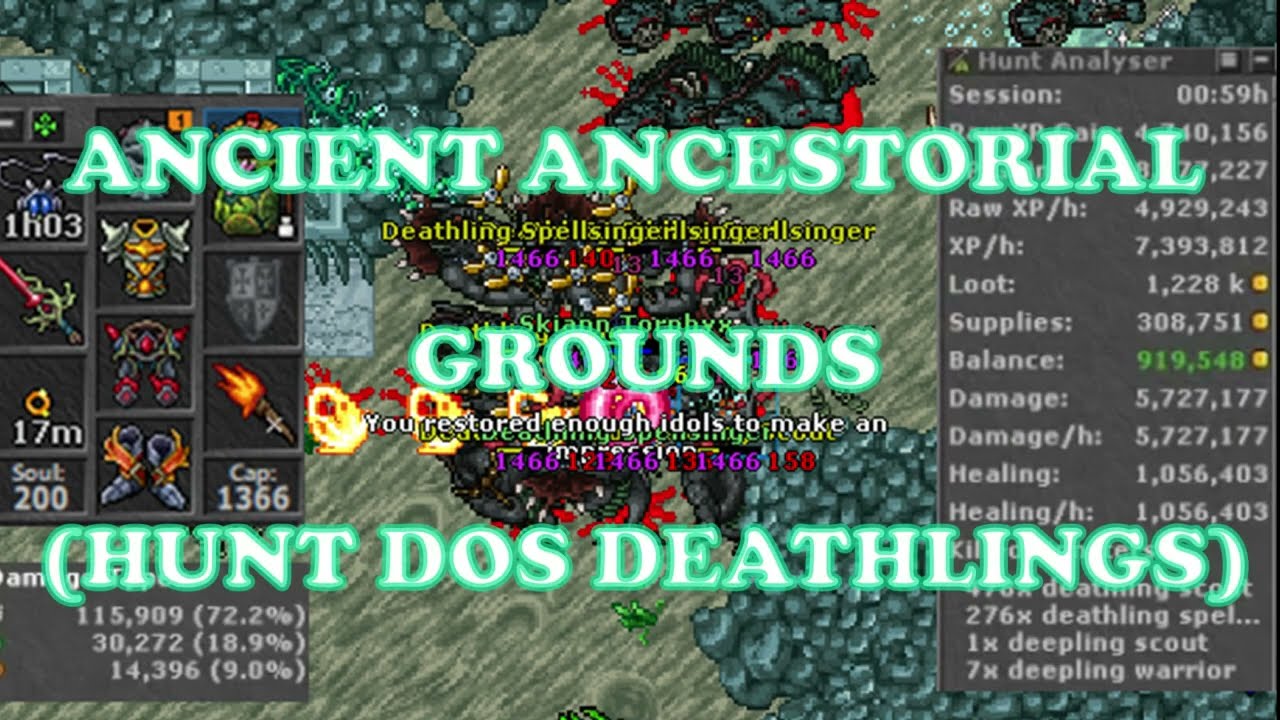 [HUNT EK SOLO] DEATHLINGS DE GRAY ISLAND [4.7kk/H RAW XP E 900K DE LUCRO] #eksolo #tibiahunt