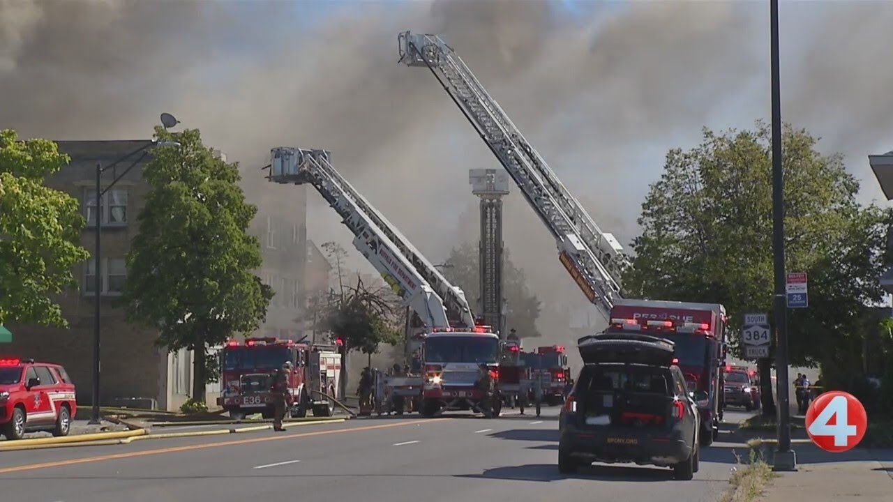 4 taken to ECMC after fire on Delaware Avenue