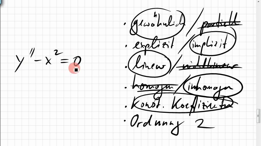 08A.1 Differentialgleichungen klassifizieren, linear, homogen, konstante Koeffizienten, Ordnung