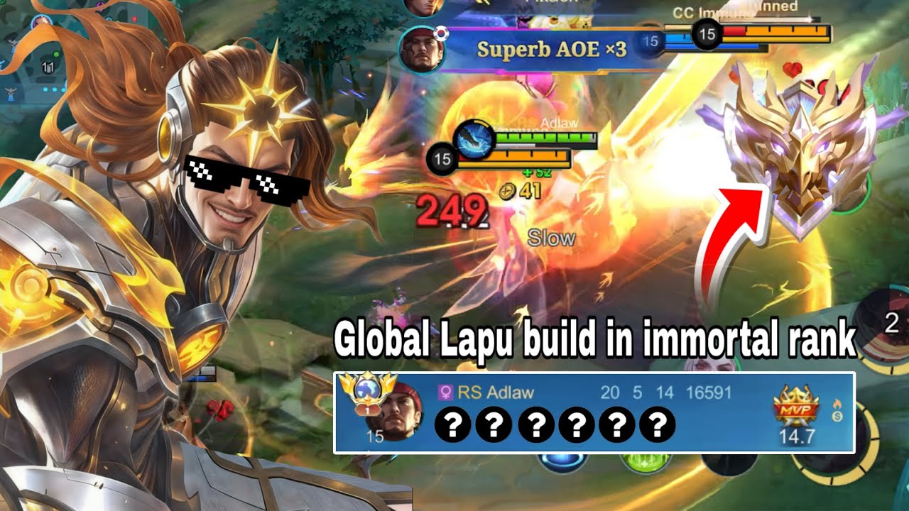 GLOBAL LAPU LAPU BUILD AND ROTATION IN SOLO IMMORTAL RANK GAME