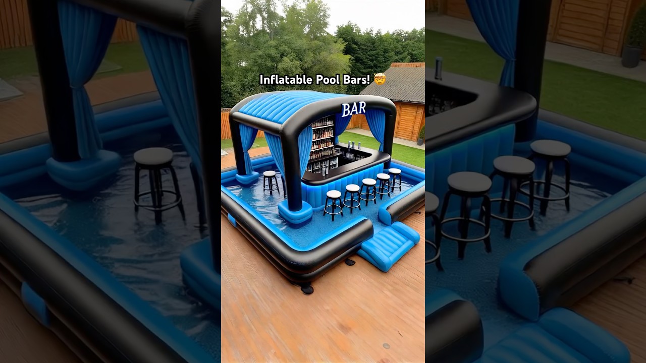 I'm gonna need one of these inflatable pool bars in my backyard this summer! 🤯👏
