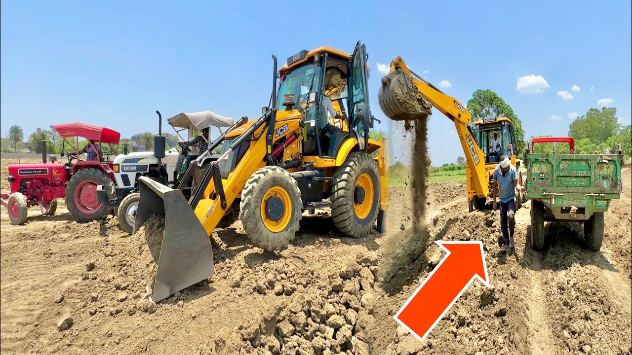 ऐसे काम करने में बहुत मजा आता है 4wd JCB 3dx Xpert working with Mahindra 275 Eicher 485 Tractor