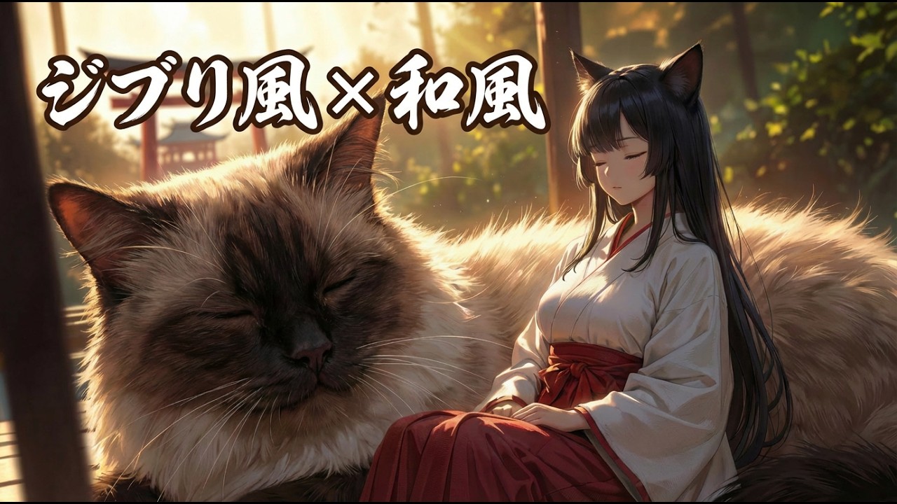 ジブリ風の巨大猫とお昼寝 ☁️ 疲労回復・睡眠用BGM | Ghibli Style & Japanese Lofi