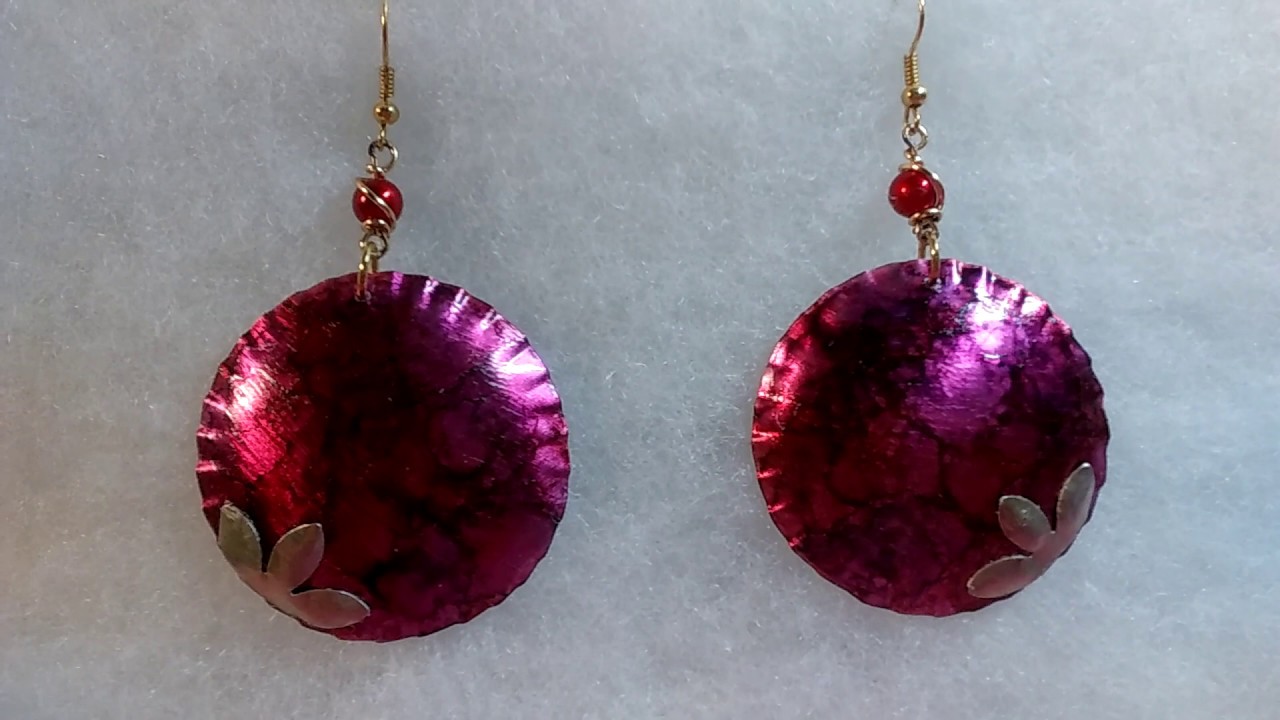Aretes de aluminio reciclado-tecnica marmoleado-soda can jewelry-upcycled earrings