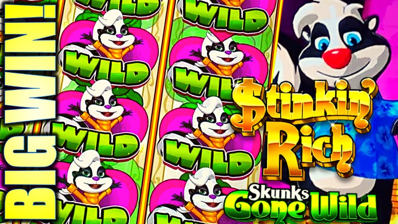 ★BIG TRASHY WIN!★ STINKIN RICH $5.00 BET SKUNKS GONE WILD Slot Machine (IGT)