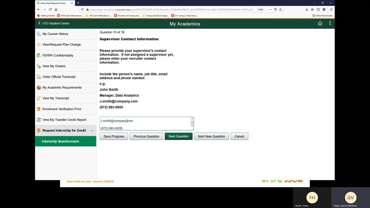 How to Report a JSOM Internship in Orion