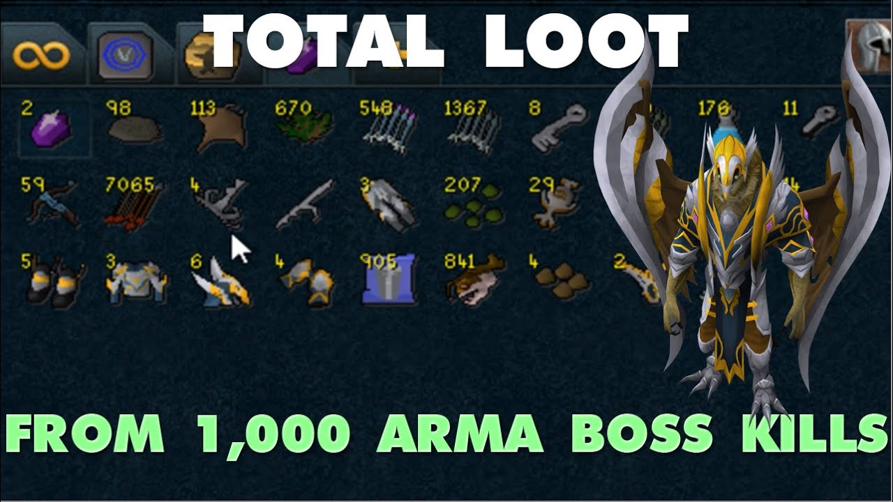 Total Loot From 1,000 Armadyl Boss KIlls - Showing Loot/Exp Gained