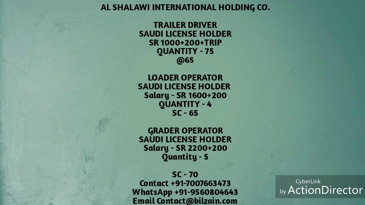 Saudi Arabia Heavy Driver Jobs 08/11/2018