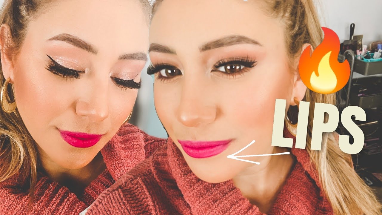 BRIGHT SEXY PINK LIPS VALENTINES MAKEUP 2021 EASY
