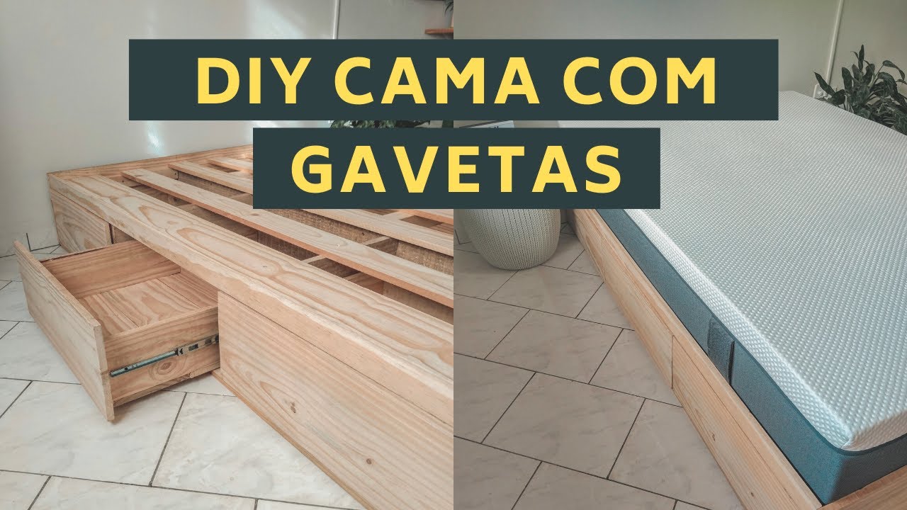 DIY CAMA COM GAVETAS