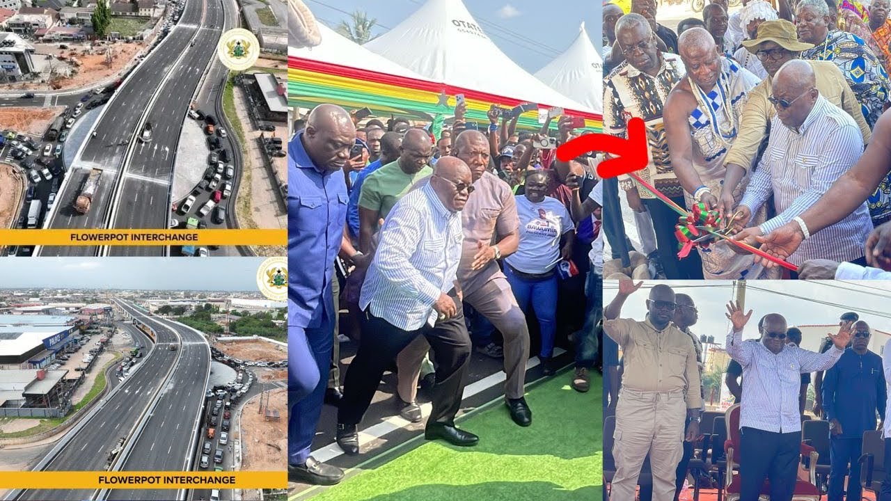 Prez Akuffo Addo brags as he finally commission the longest flyover in Afric. Ghanaians mob him 😱