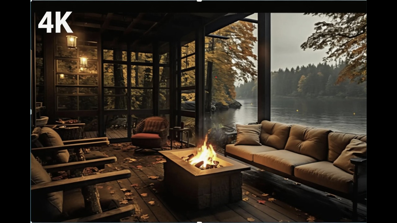 Cozy Fireplace by the Lake | 6 Hours of Crackling Fire Sounds for Deep Sleep, Relaxation or Study