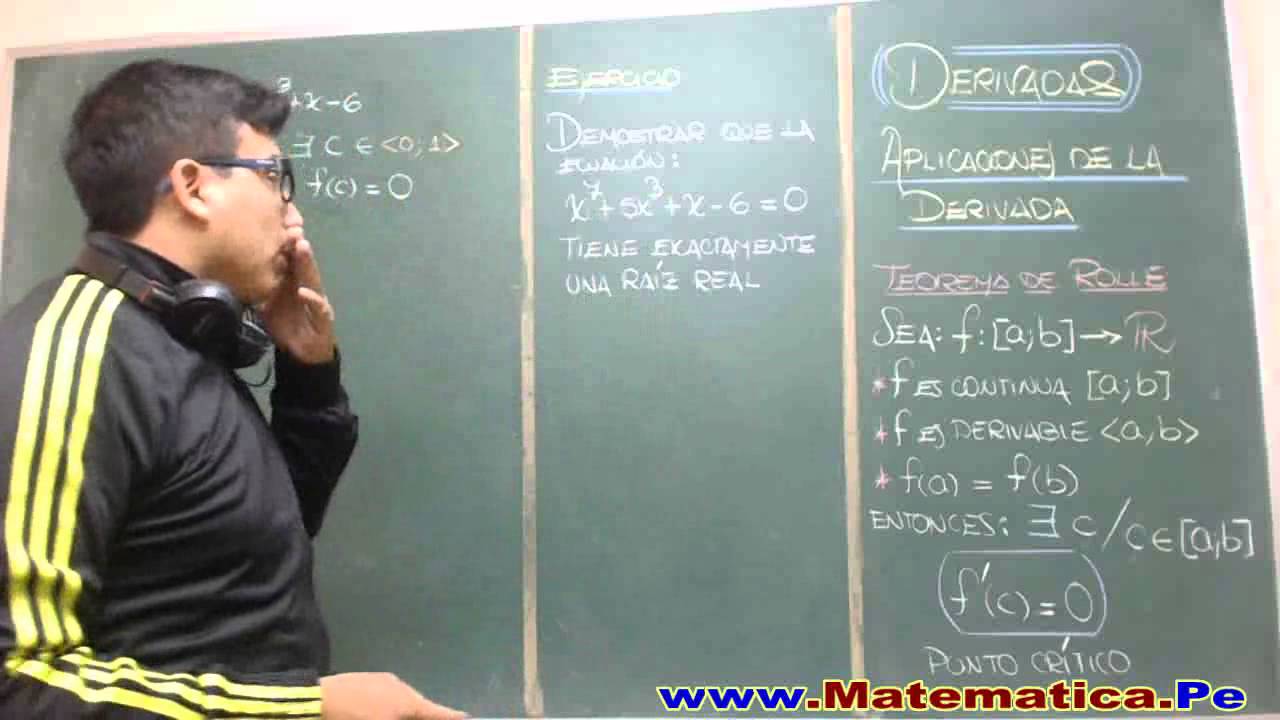 TEOREMA DE ROLLE - EJERCICIO RESUELTO - APLICACIONES DE LA DERIVADA