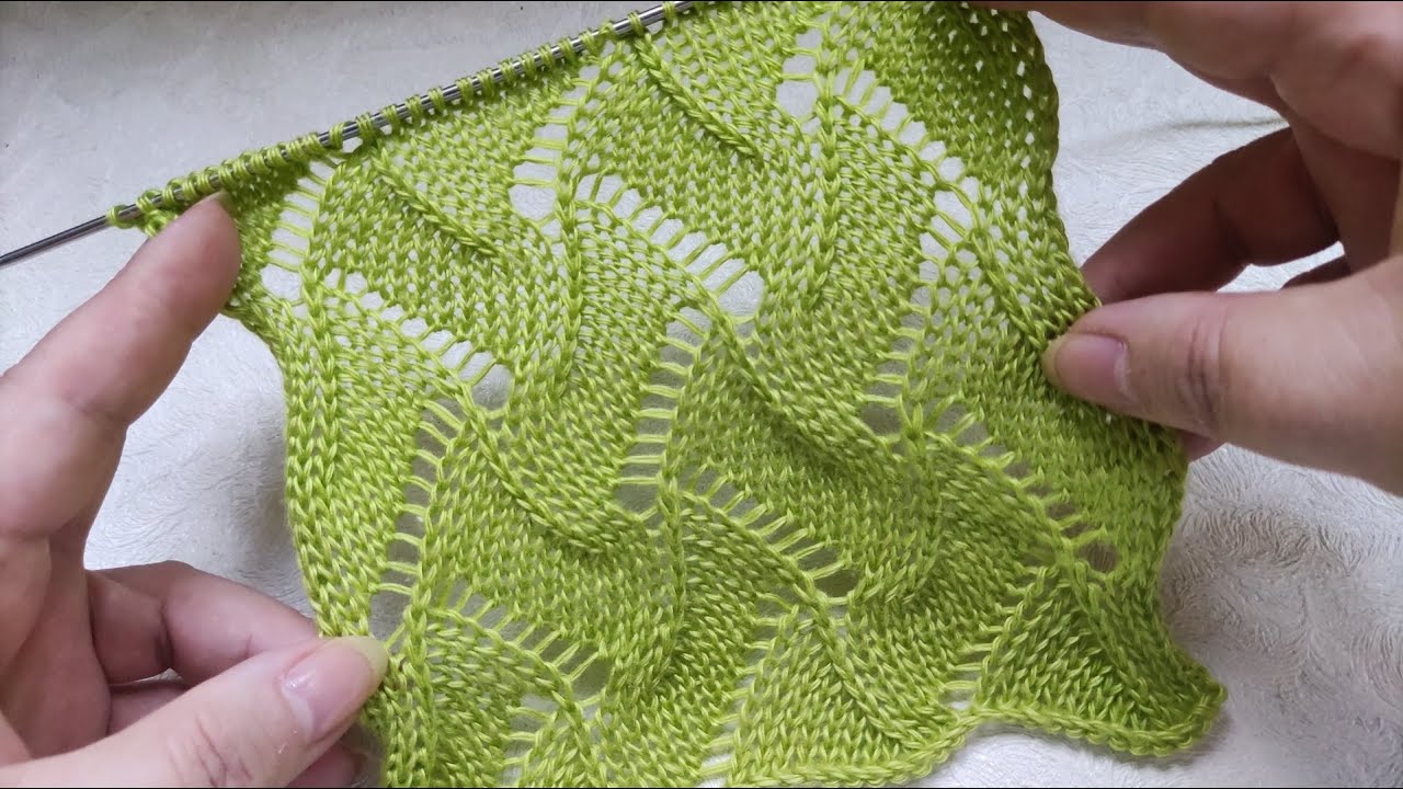 Lace Wavy Stitch Knit Pattern | Wellenmuster stricken | Punto Onda ai ferri | Punto Ondulado Calado