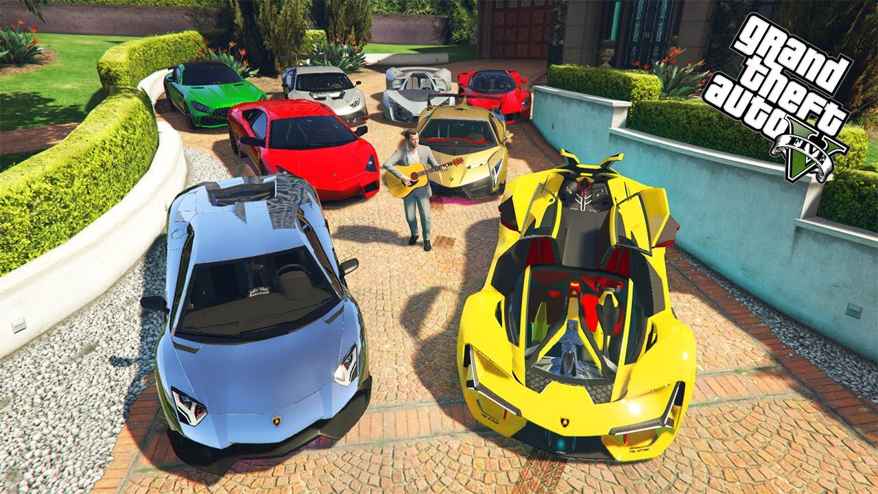 GTA 5 - Stealing 2020 Luxury Lamborghini Cars With Michael (Real Life Cars #10)