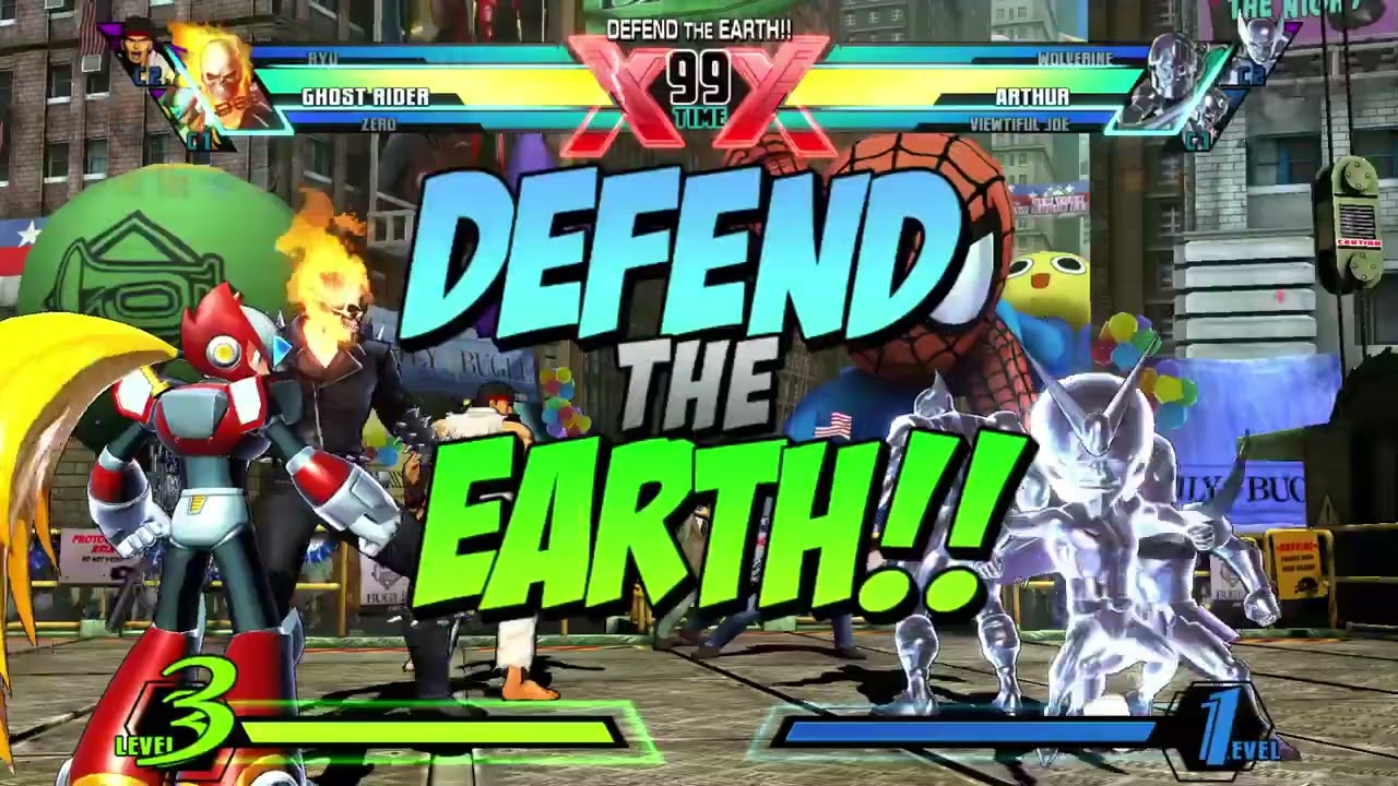 Marvel vs campcom 3 ,peleando con Robots