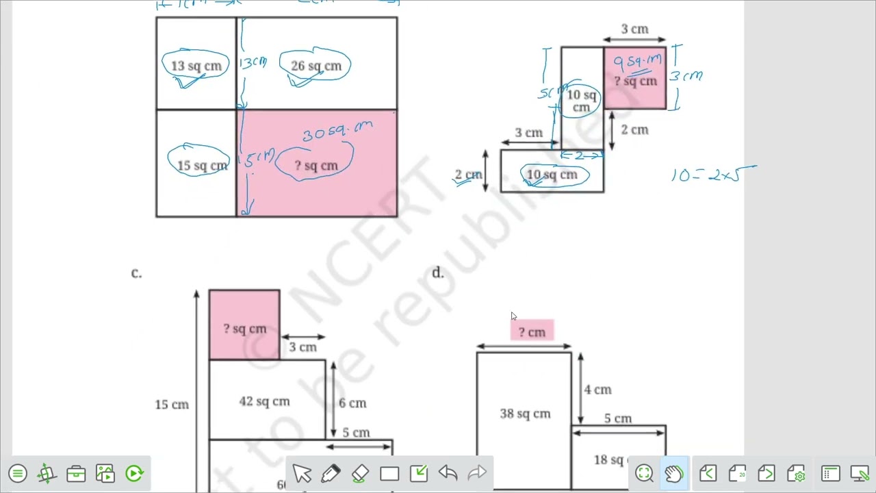 Area Maze Puzzles  In each figure, find the missing value of either the length of a side or the area