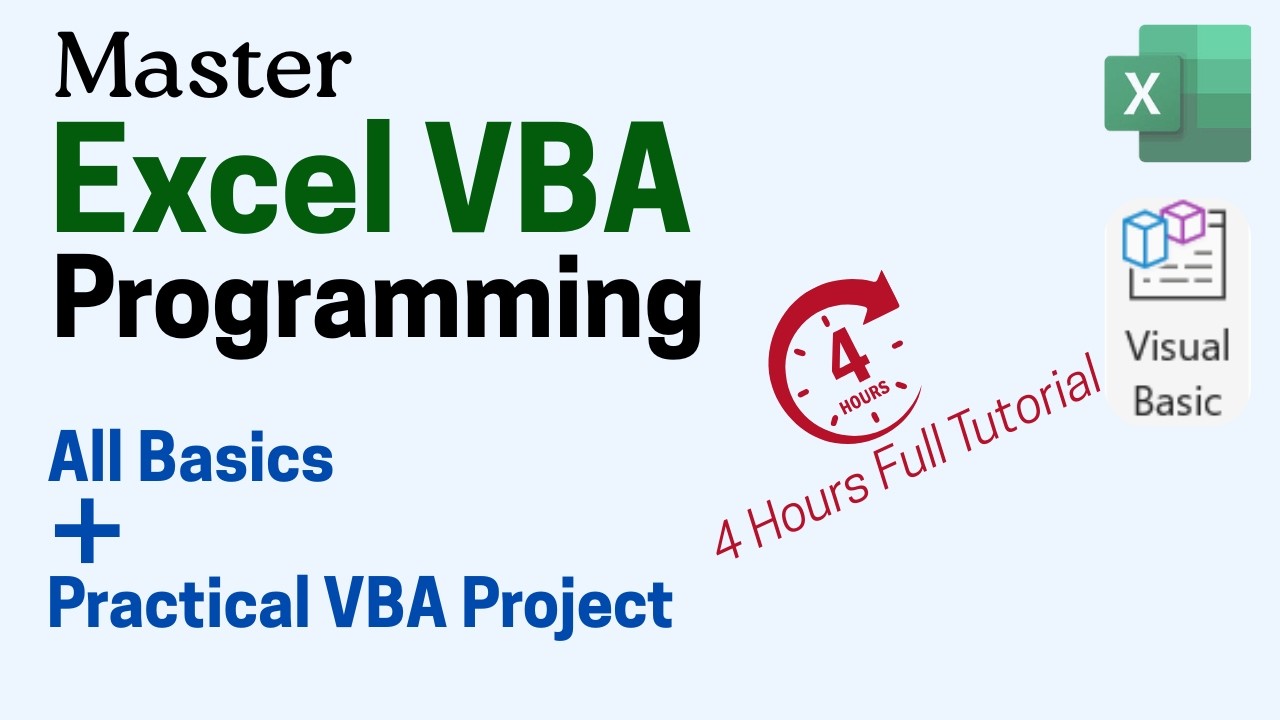 VBA Programming in Excel Full Tutorial | Master VBA in 4 Hours