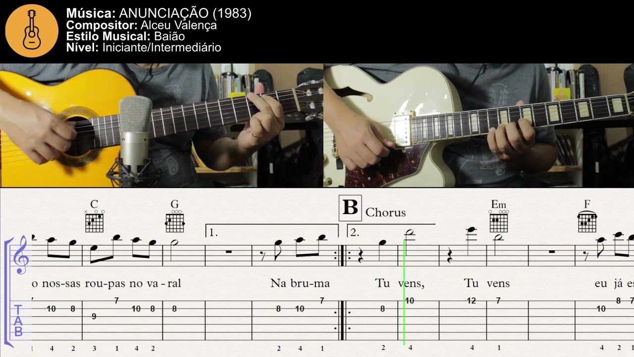 ANUNCIAÇÃO - Partitura, Tablatura, Cifra e Letra para violão e guitarra - Tema e acompanhamento