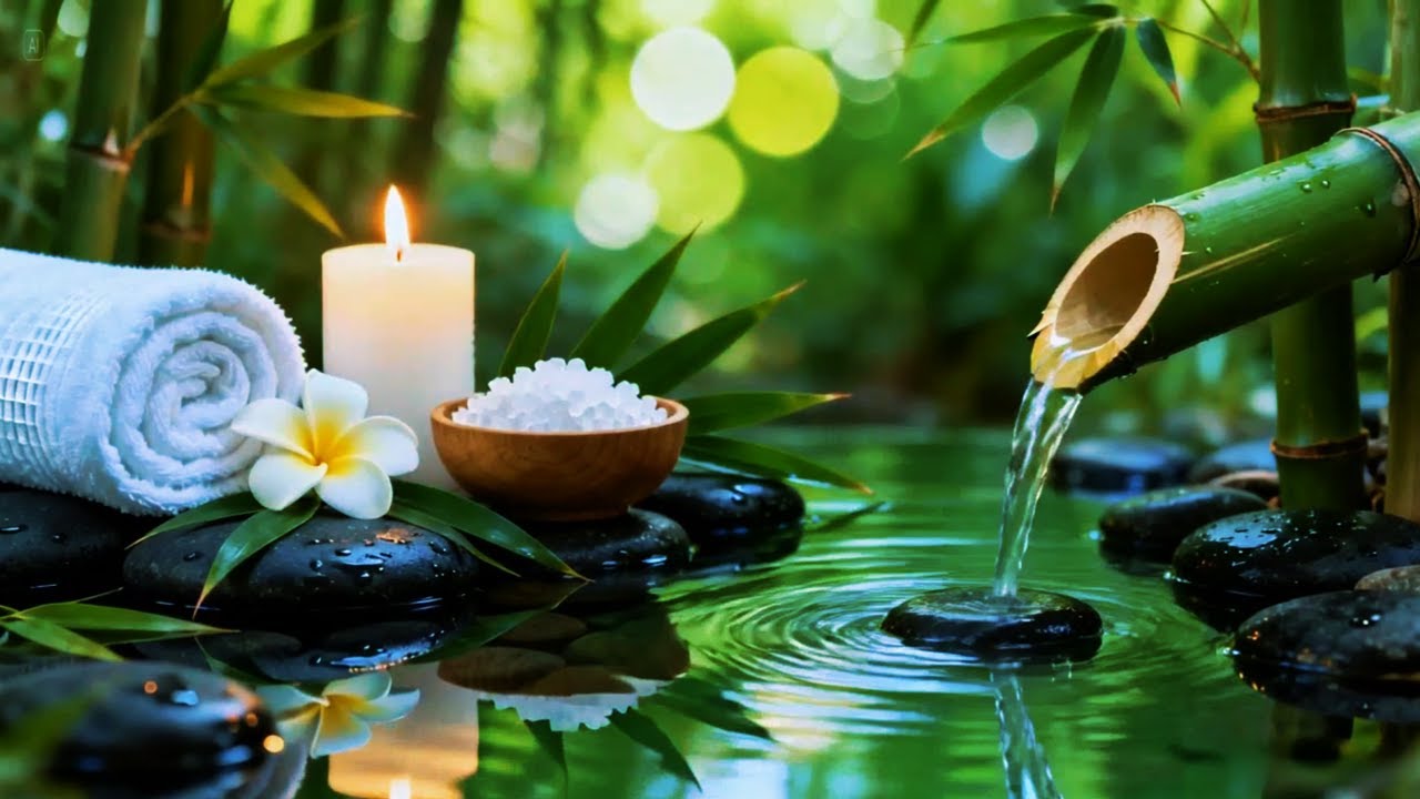 Relaxing Sleep Music with Bamboo Water Sound🌿Insomnia Relief,Calm Anxiety,Stress Relief & Meditation