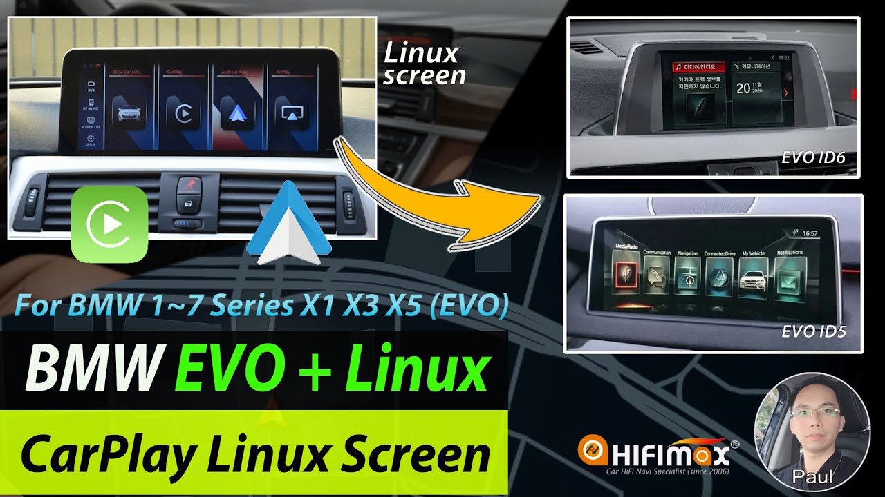 BMW EVO Linux Screen CarPlay Android Auto for BMW 1~7 Series X1 X3 X5 EVO | BMW EVO ID5 ID6 Linux