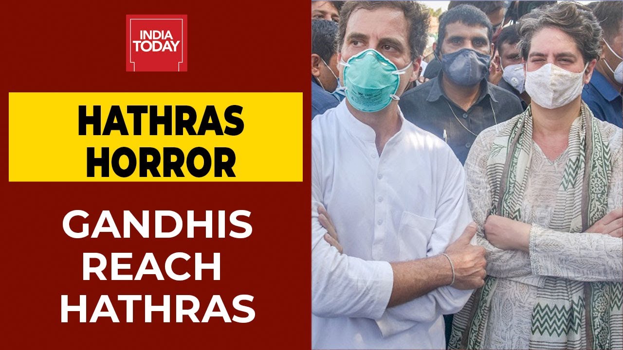 Rahul, Priyanka Gandhi Reaches Uttar Pradesh's Hathras To Meet Victim's Family