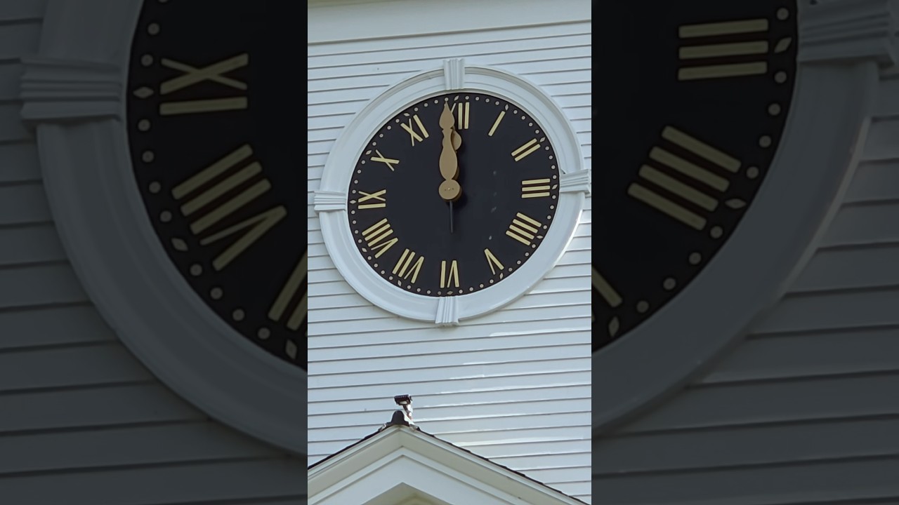 Tower clock strikes 12 o&rsquo;clock #clock #bells #belltower #bellringing #horology #serene #peaceful