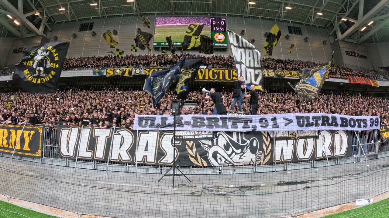 AIK-klacken i första halvlek (Hammarby - AIK 4-2)