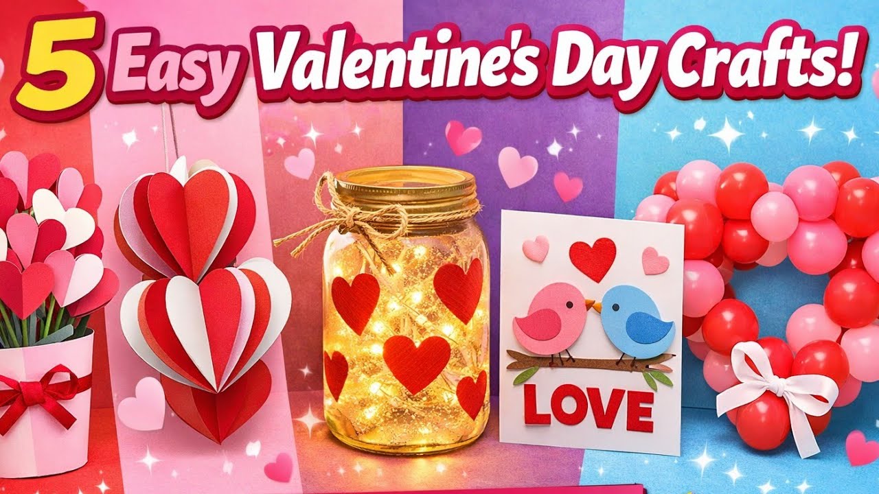 5 Easy Valentine’s Day Crafts 💕 | DIY Love Decoration Ideas | Valentine Special