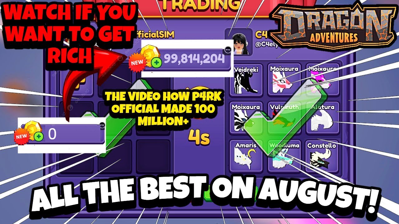 Trading Montage #15 | *How To Get Rich *🔥ALL THE BEST ON AUGUST🔥| Dragon Adventures Fantasy | Roblox