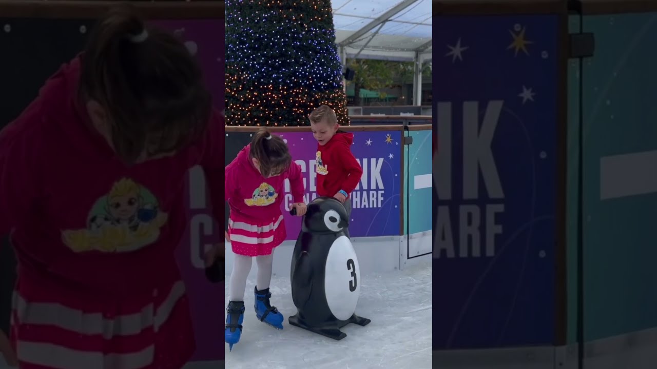 Ice Skating Fun at Canary Wharf :Can Lorenzo & Gaia Stay Up? 😁