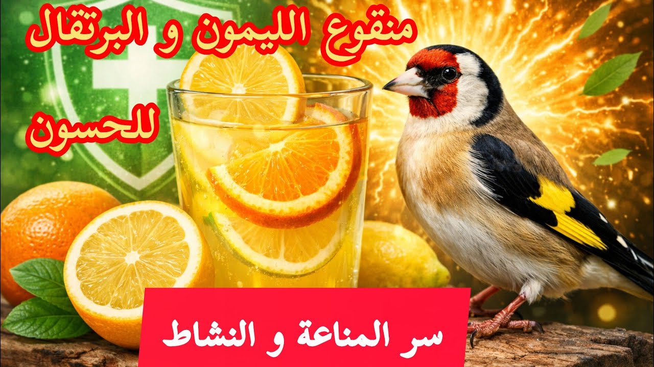 فوائد عصير الليمون والبرتقال للحسون 🔥 سرّ المناعة والنشاط عند طيور الحسون!