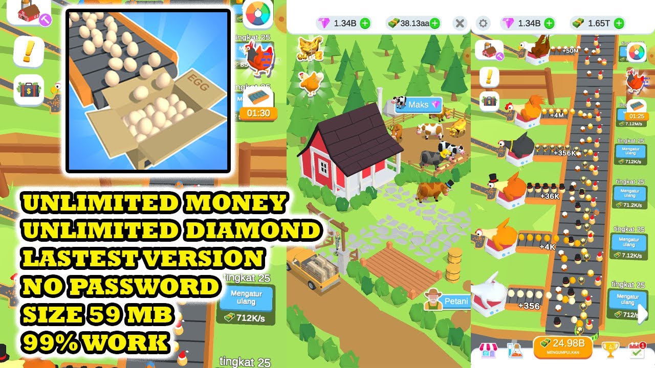 Idle Egg Factory mod apk terbaru 2023 version 2.4.2 Unlimited Money & Diamond