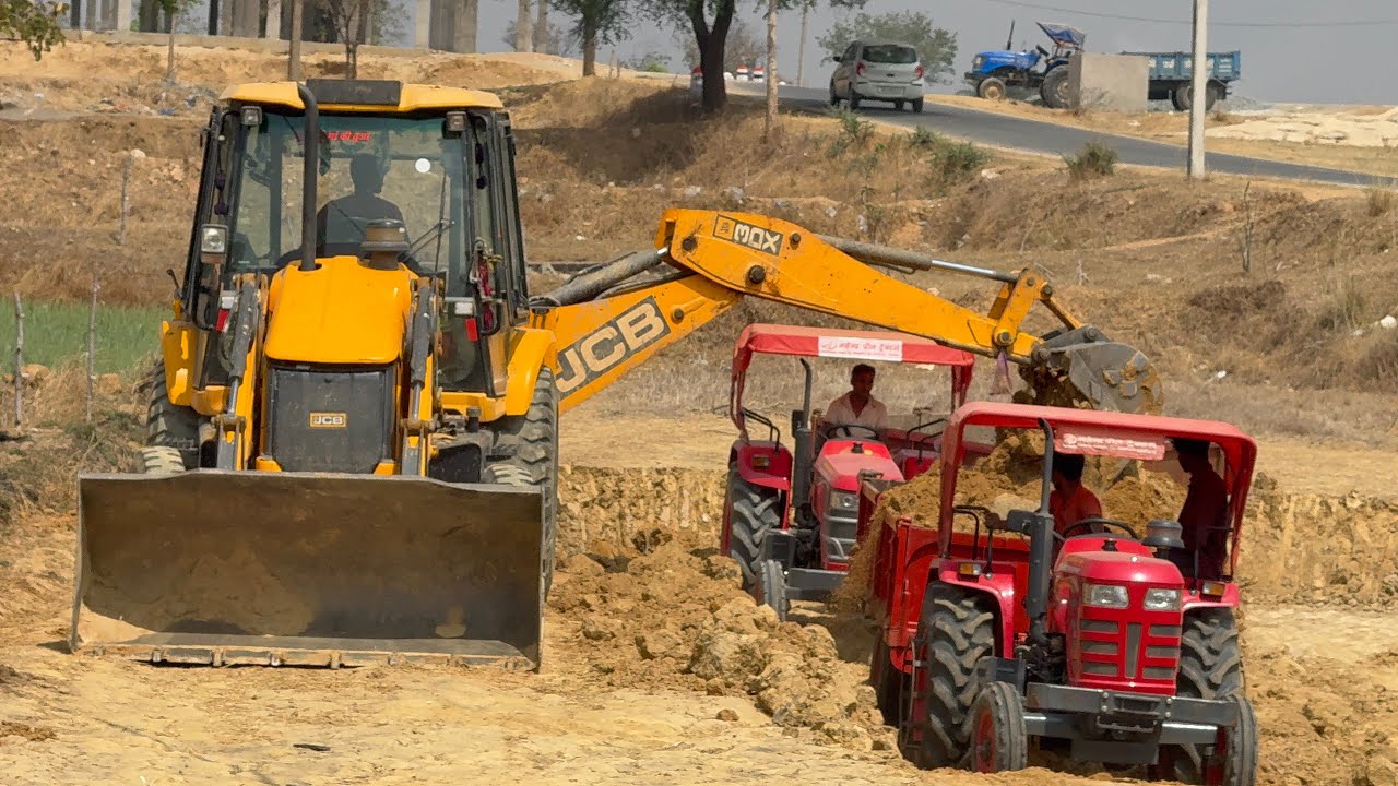 JCB 5DX Loading Sand Stone Dumper Truch Tipper Tractor Pickup? JCB Ki khudai ll JCB Tractor Cartoon