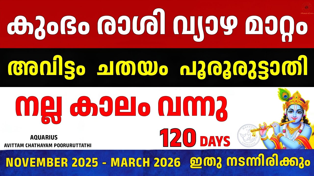 കുംഭം രാശി വ്യാഴമാറ്റം NOV – 2026 MARCH | Avittam Chathayam Pooruruttathi | Aquarius | ഭാഗ്യ മാസങ്ങൾ