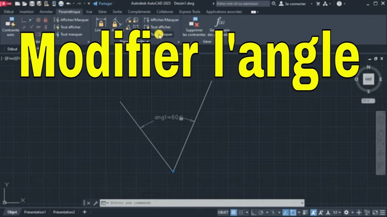 Modifier l'angle entre deux lignes AutoCAD