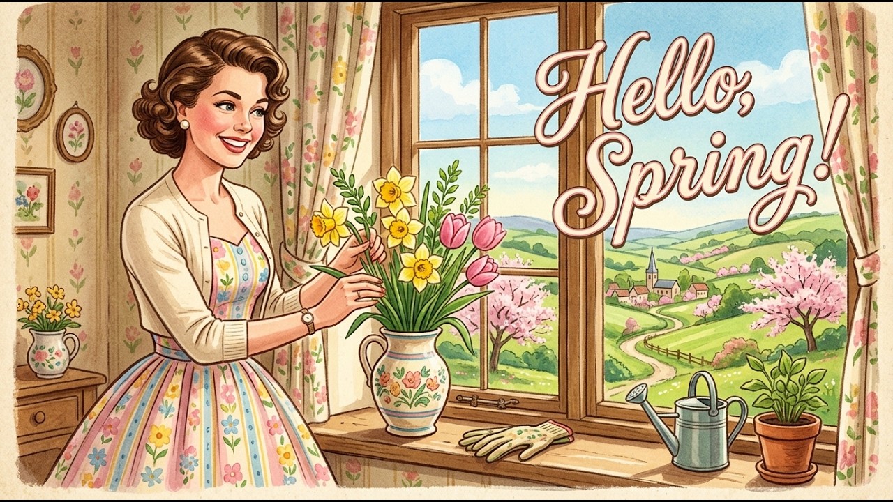 Pastel Wonderland 🌷 Cheerful Spring Song | Vintage 1950s Style Greeting