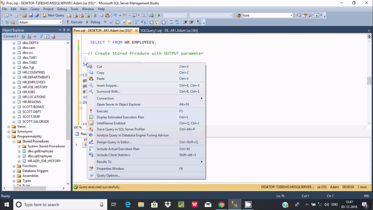 How To Pass Output Parameter To Stored Procedure In SQL Server