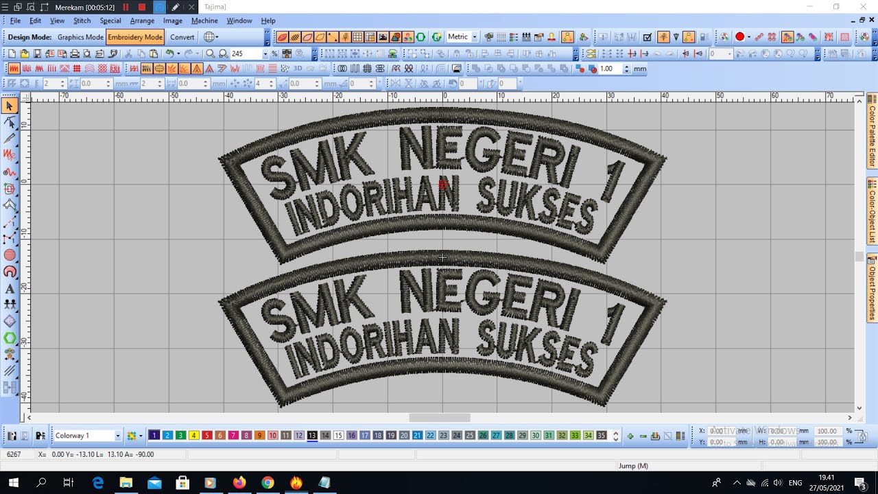 Tutorial wilcom pemula, Desain Bordir Lokasi Sekolah #wilcome2 #wilcomembroidery