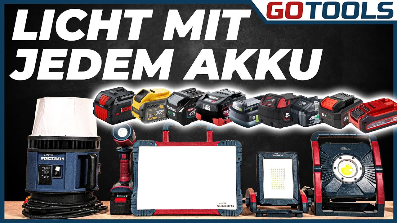 Diese Arbeitsleuchten musst du sehen &ndash; Adapter wechseln in 10 Sekunden! GOTOOLS Multi Akku System!