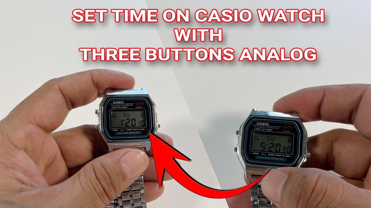 Как установить время на аналоговых часах Casio с тремя кнопками