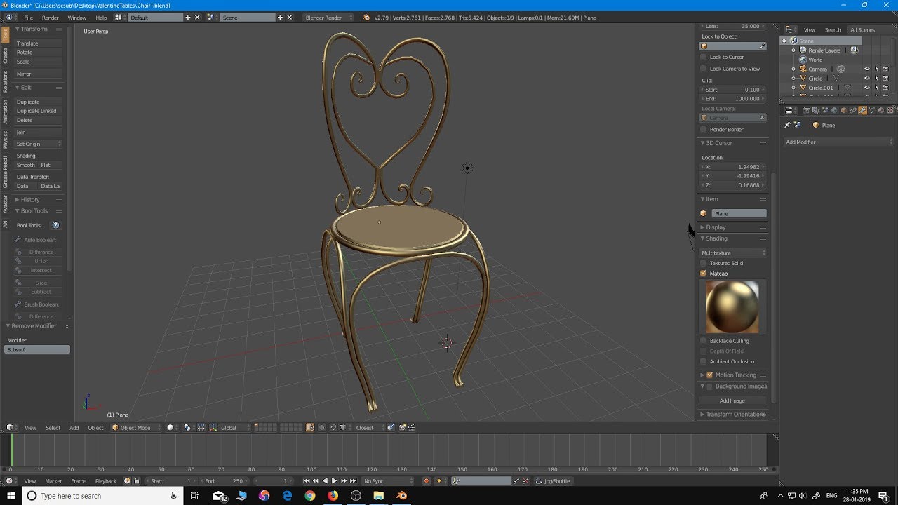 Modelling a Garden Chair in Blender 2.79 | Blender Tutorial | Beginner to Advanced