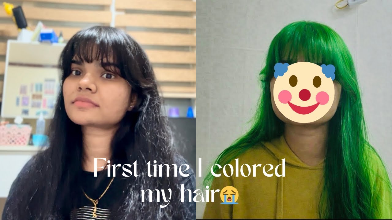 I tried to color my hair for the first time 🥲😭 #hair #haircolor 