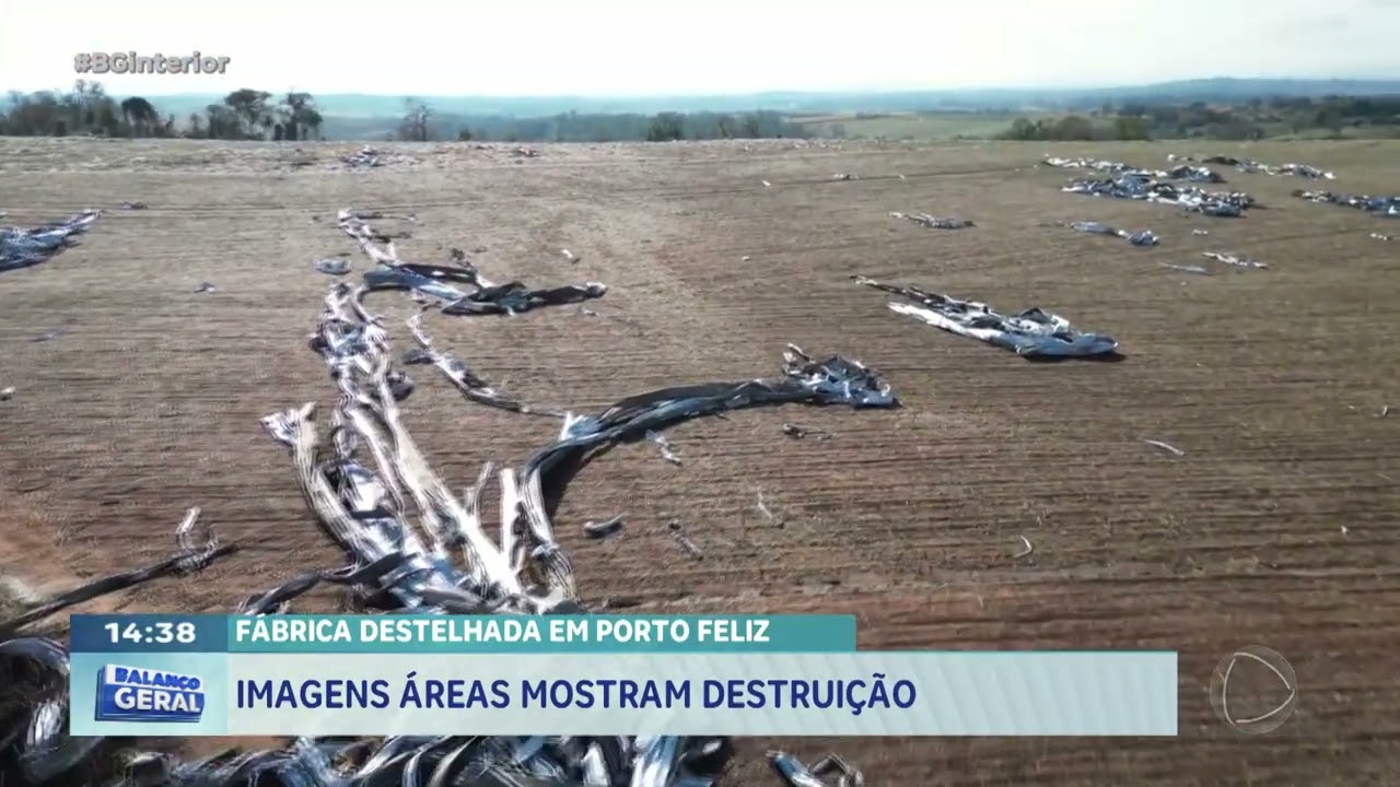 F&aacute;brica destelhada em Porto Feliz: imagens &aacute;reas mostram destrui&ccedil;&atilde;o