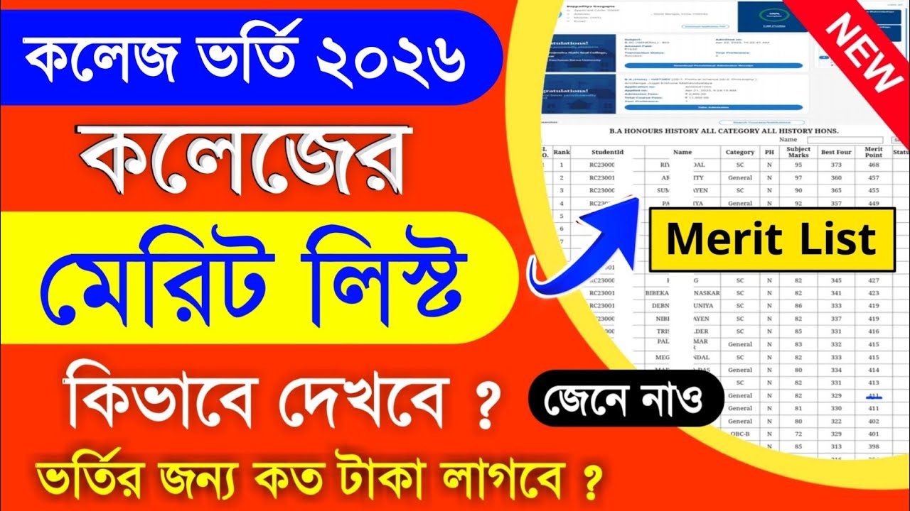 wbcap college admission 2026 merit list | college merit list check | college merit list kaise dekhe