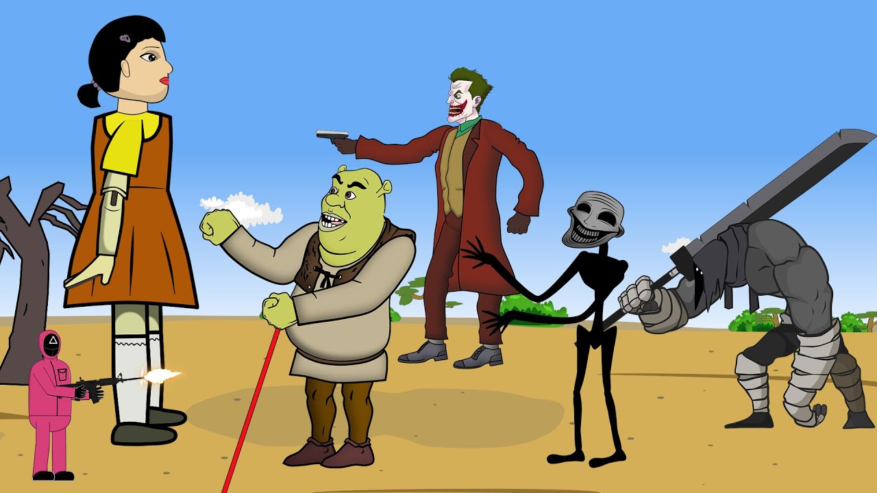 Squid game VS Shrek, Troll, Joker, the darkness soldier| Animation