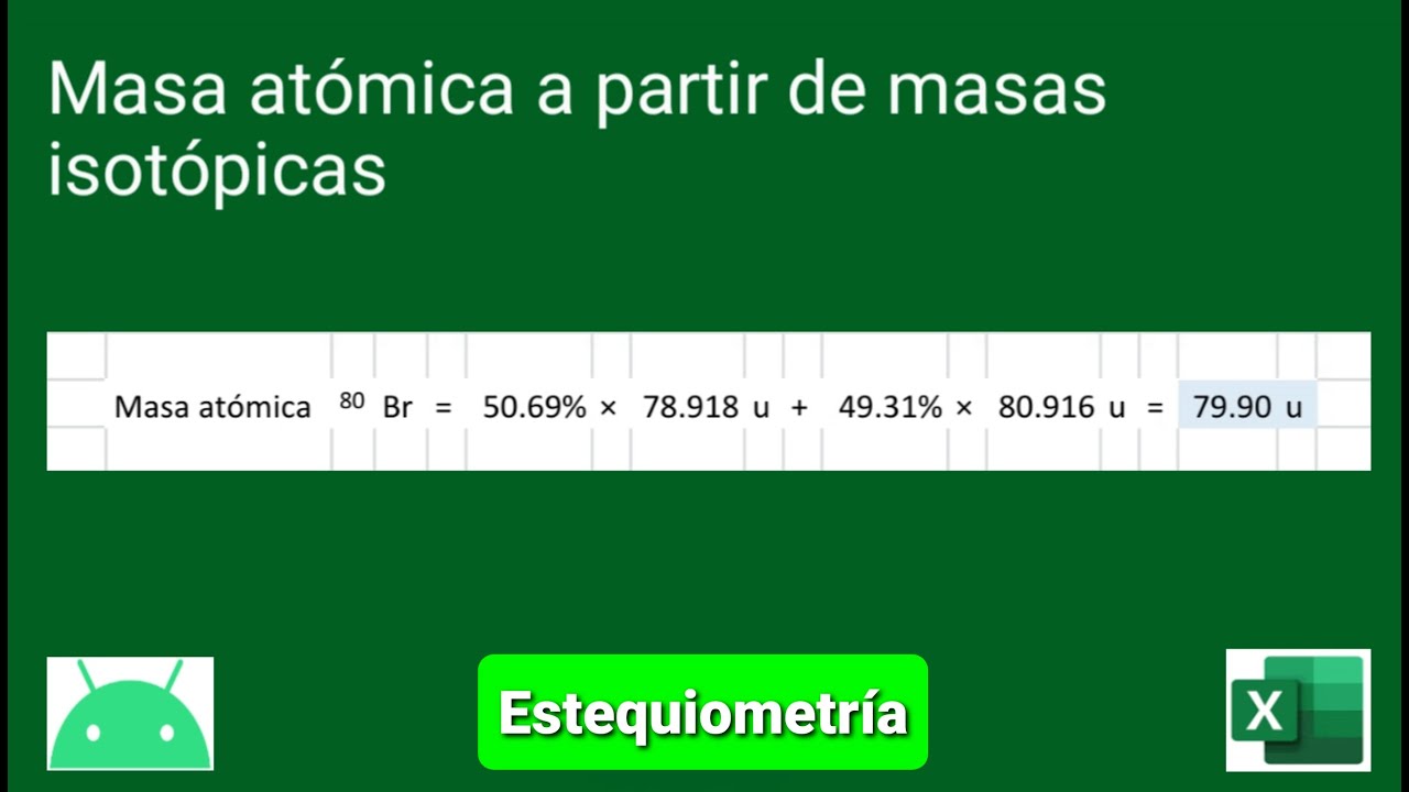 Determinar masa at&oacute;mica a partir de masas isot&oacute;picas