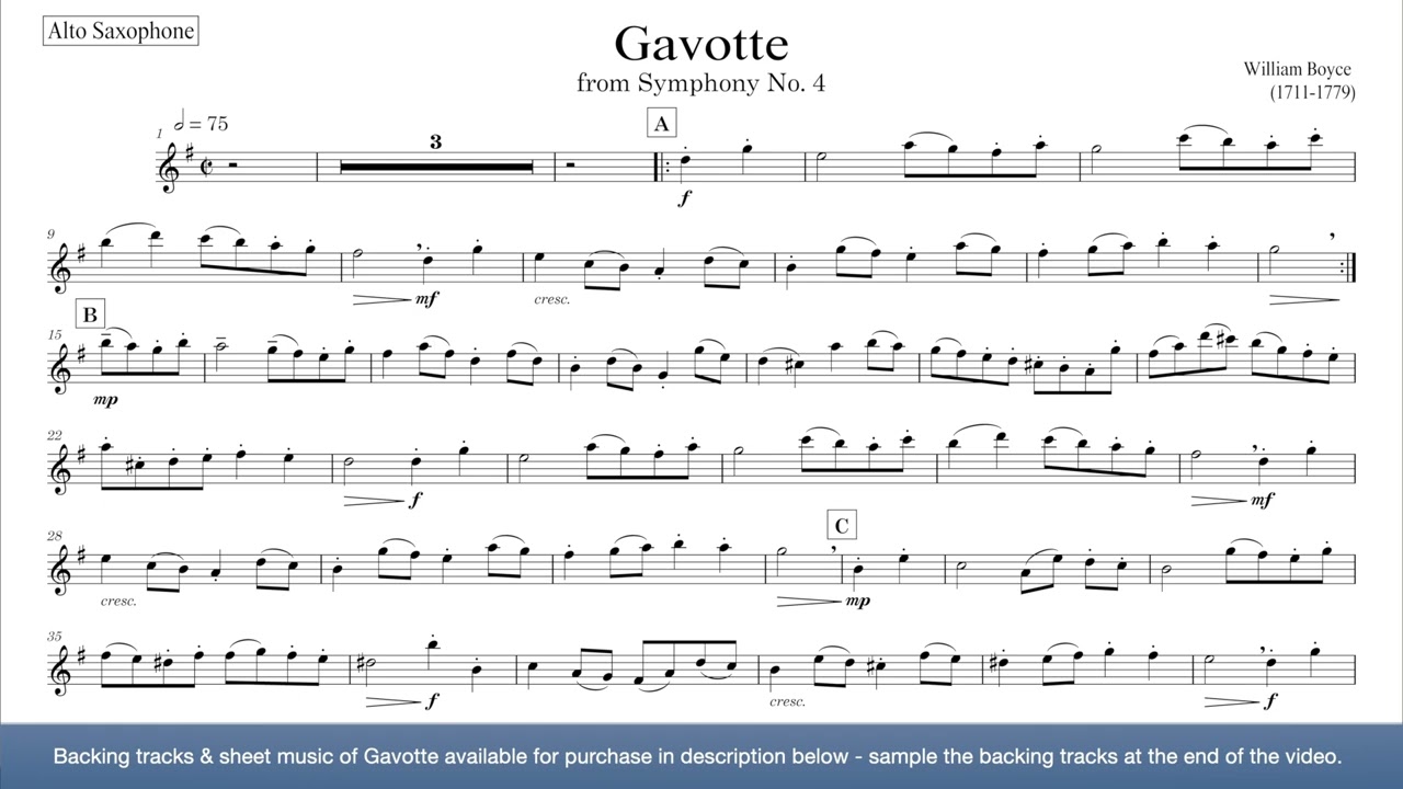 Gavotte for Alto Saxophone by William Boyce